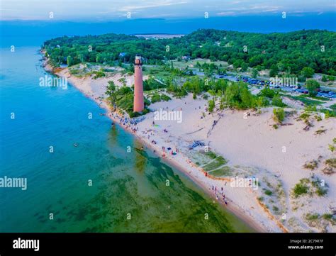 Aerial View Of Little Sable Point Lighthouse Located On Lake Michigan