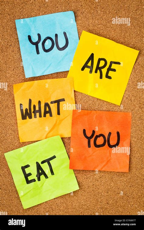 Healthy Lifestyle Concept You Are What To Eat Reminder Words Handwritten Of Sticky Notes Stock