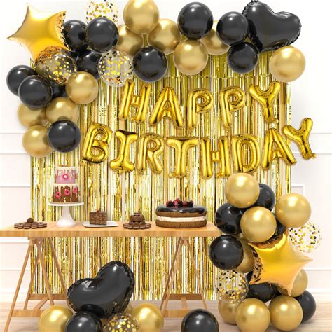 Buy Joyypop Birthday Party Decorations Happy Birthday Balloons Banner With Black And Gold