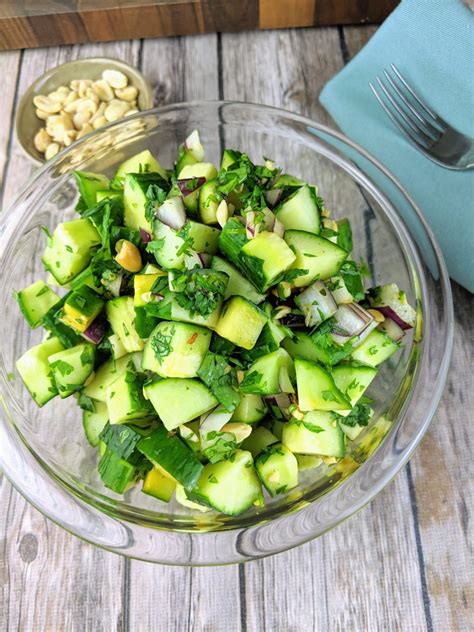 Easy And Light Plant Based Thai Cucumber Salad With Peanuts Plants Rule