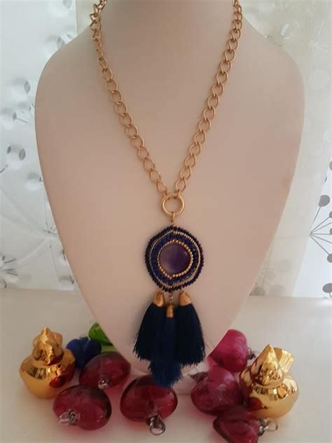 Tassel Necklace Blue Tassel Necklace Chain Necklace Gold | Etsy | Collar de borla, Cadenas ...