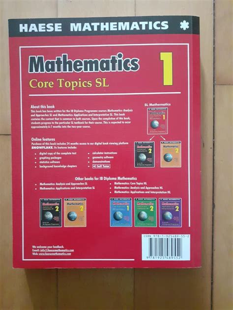 Ib Mathematics Core Topics Sl Haese Mathematics 興趣及遊戲 書本 And 文具 教科書