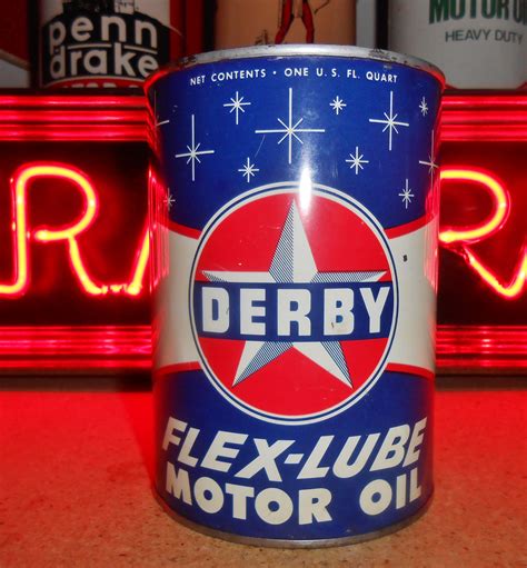 Vintage Derby Flex Lube 1 Qt Motor Oil Metal Can
