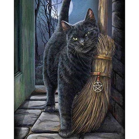 Witches Familiar Black Cat Pentacle Diamond Painting Kit Black Cat Art