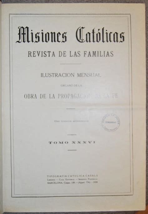 Misiones Catolicas Revista De Las Familias Ilustración Mensual