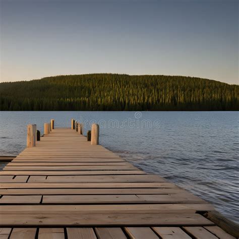 A Tranquil Lakeside Scene With A Wooden Pier Stretching Over Calm