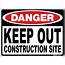 DANGER KEEP OUT CONSTRUCTION SITE SIGN 300 X 225 PVC  Southern Workwear