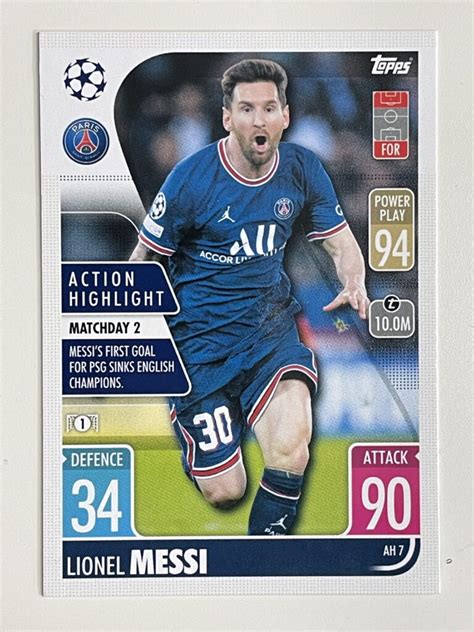 Ah7 Lionel Messi Psg Action Highlight Topps Match Attax Extra 202122