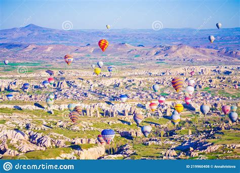 Colorful Hot Air Balloons Over Cappadocia Turkey Editorial Stock Photo