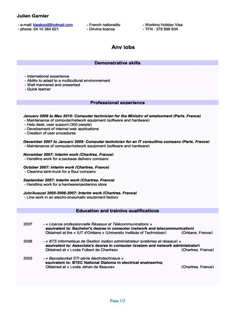 cv gratuit 3eme