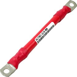 Made from 99.9% pure copper conductor wire covered in a durable, temperature, oil, and grease resistant black pvc insulation with a nominal outside diameter of 0.695 inches. 2/0 AWG Battery Cable, Red, 8 inches | altE
