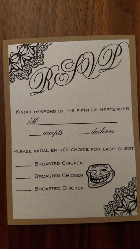 Wedding invitation, rustic wedding invitation, shabby chic invitation, lace wedding invitation, handmade invitation. Wedding RSVP Card Ideas - Brutally Honest Wedding Invitations