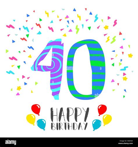 Feliz Cumpleaños Número 40 Tarjeta De Felicitación Para 40 Años De