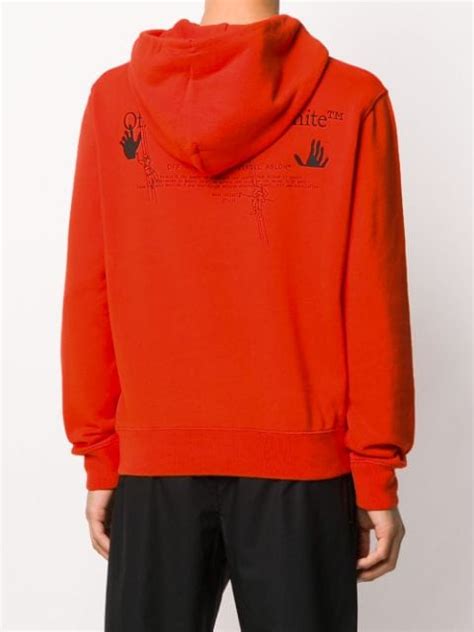 Shop Orange Off White Logo Workers Hoodie With Express Delivery Farfetch