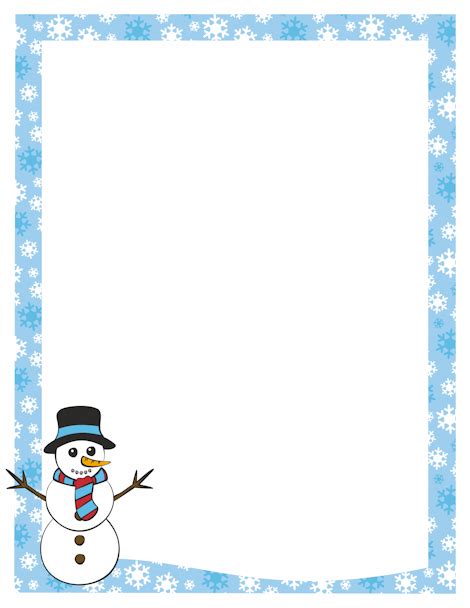 A Page Border Featuring A Snowman And A Snowflake Border Free