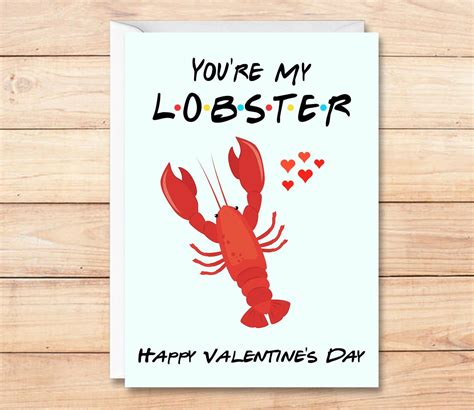 Friends Lobster Valentines Day Card Friends Valentine Etsy Friend
