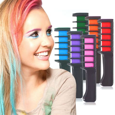 Funky Temporary Mini Hair Color Comb Chalk 6 Pack Easy Wash Off