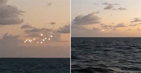Mysterious Fleet Of Glowing Ufos Seen Floating In Middle Of Ocean