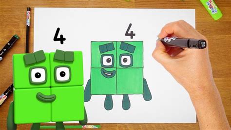 How To Draw Numberblock Four Cbeebies Bbc