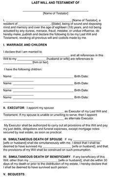 The last will and testament form may be one of the most important legal documents you ever sign. Printable Sample Last Will And Testament Template Form | Real Estate Forms Word | Pinterest ...