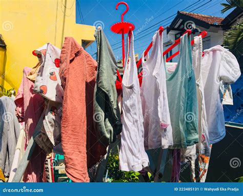 Drying Clothes When The Sun Is Hot Stock Image Image Of Drying Green