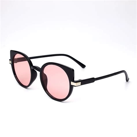 ladies new fashion cat eye sunglasses women brand designer round frame sun glasses for women