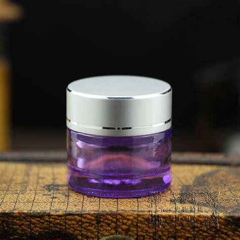 50pcs Wholdesale 10g Light Purple Glass Cream Jar With Silver Lid Mini Luxury Purple Glass 10