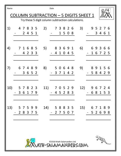 6 Digit Addition And Subtraction Worksheet