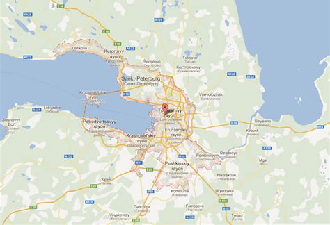Satellite view and map shows saint petersburg, for some times in history called leningrad. St. Petersburg Map