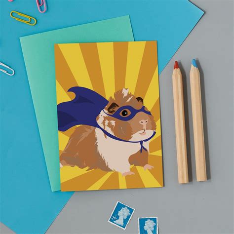 Superhero Guinea Pig Greeting Card Free Uk Delivery