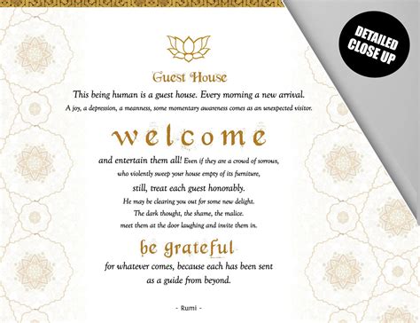 The Guest House Poem By Rumi Wall Hanging Rumi Quote Etsy Australia