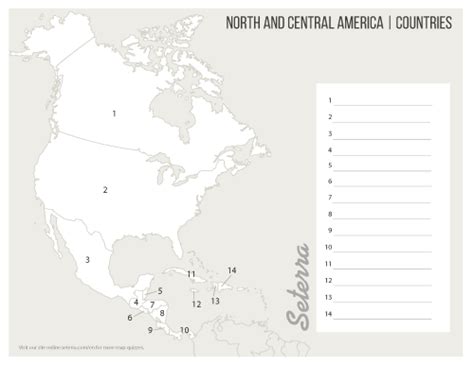 North And Central America Countries Printables Map Quiz Game