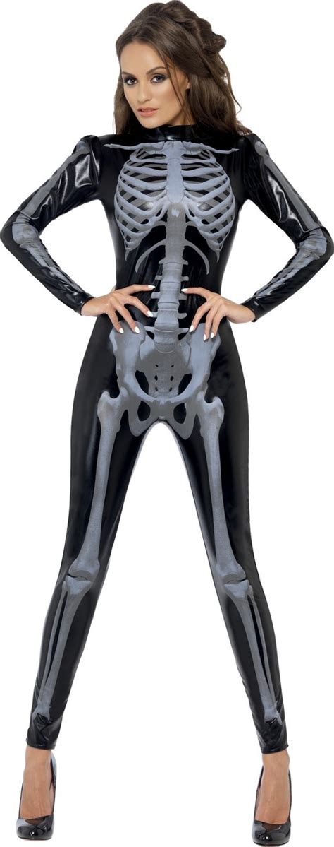Sexy Halloween Skelett Kostüm Für Damen In Schwarz