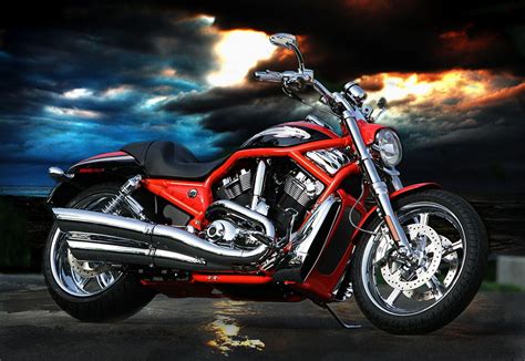 Black And Red Cruiser Motorcycle Harley Davidson Motorcycle Vrsc Hd