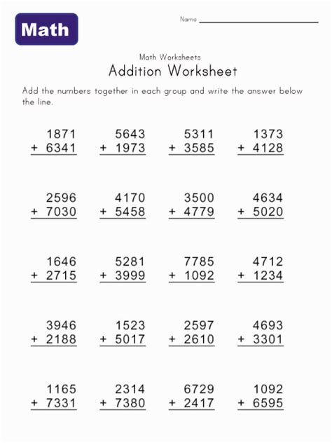After you have generated a worksheet in your browser, you can refresh the page to get another worksheet with different problems but with the. Math Help - Addition Worksheets | Kids Learning Station