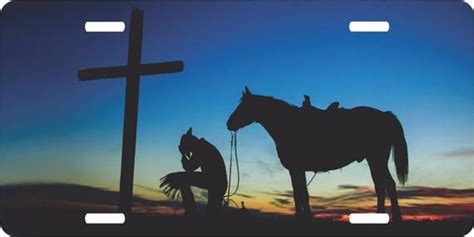 Christian Cowboy Praying Cross Horse Sunset Western Rodeo Etsy