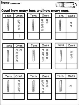 Common core » 1st grade math standards » number & operations in base ten » understand place value. Place Value Kindergarten Tens and Ones Worksheets by Dana ...
