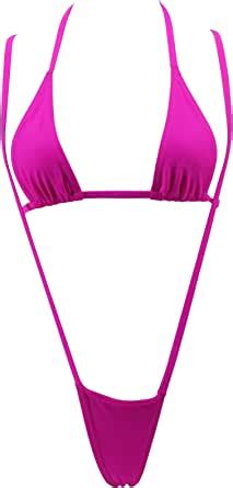 SHERRYLO Slingshot Bikini Sexy Suspender G String Micro Sling Bikinis Fushcia Amazon Ca