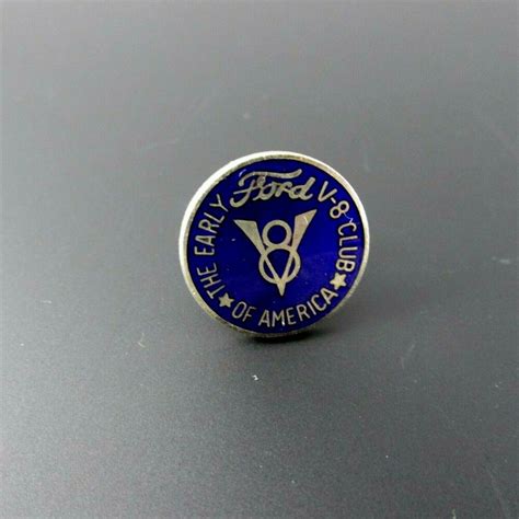 Vintage The Early Ford V 8 Club Lapel Hat Pin Tie Tack Enamel Blue