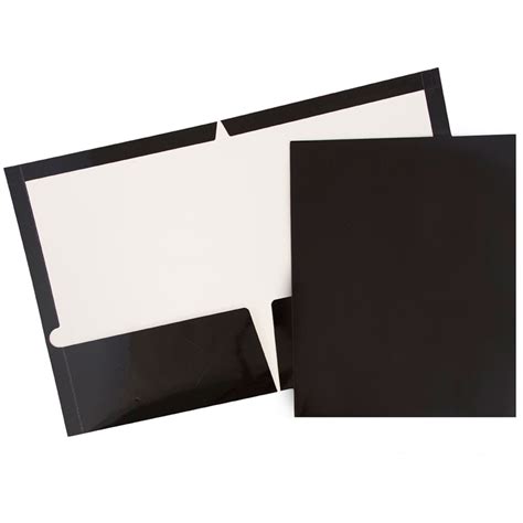 Jam Glossy Two Pocket Folders Black 25pack