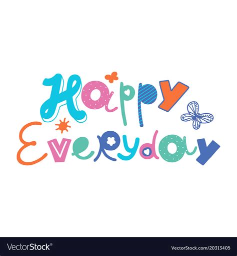 Happy Everyday Five Color Print For Kids Vector Image