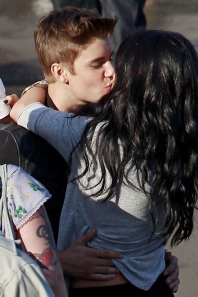 Justin Bieber And Selena Gomez Kiss On The Set Of His Music Video Zimbio
