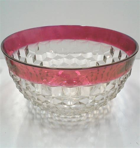 Vintage Cranberry Glass Punch Bowl Set Of 14 1970s