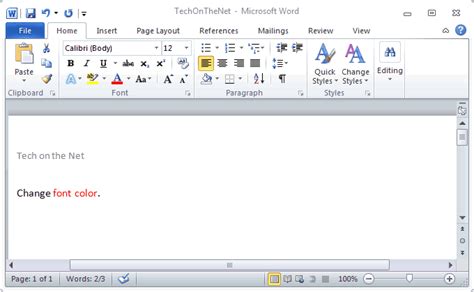 Add a bookmark in word 2010. MS Word 2010: Change font color