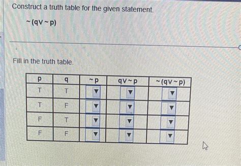 Solved Construct A Truth Table For The Given Statement