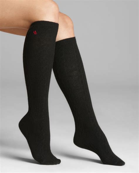 Ralph Lauren Cable Knee High Socks In Black Lyst