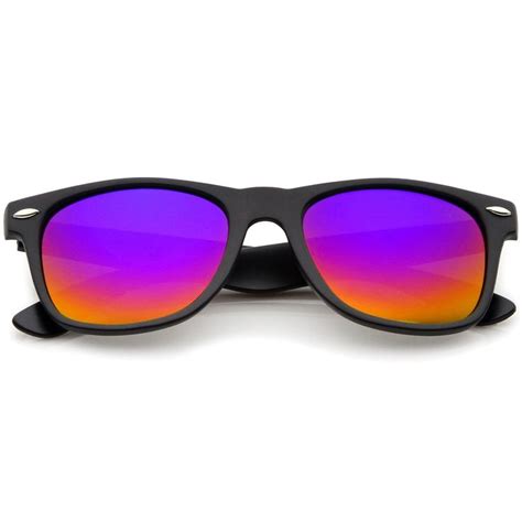 Matte Finish Color Mirror Lens Large Square Horn Rimmed Sunglasses 55mm