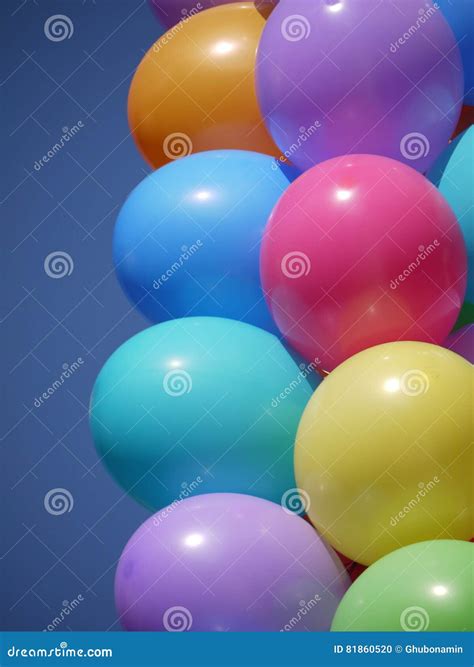 Lot Of Multi Colored Balloons Stock Photo Image Of Green Flying