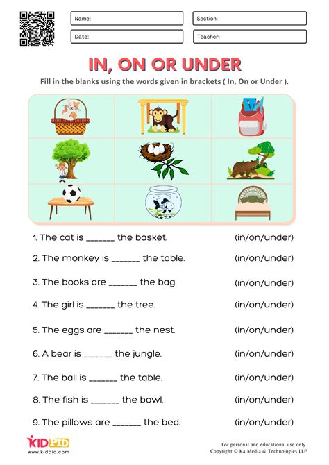 Preposition Worksheet For Grade 5