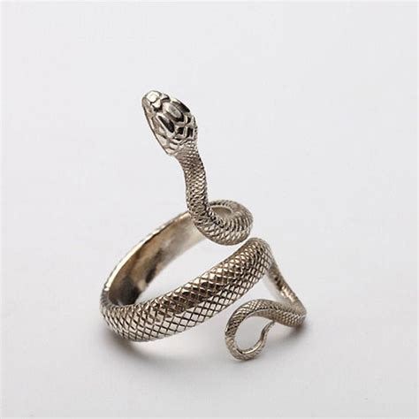 Snake Ring For Women Twisted Wrap Narrow Sterling Silver Statement Ring